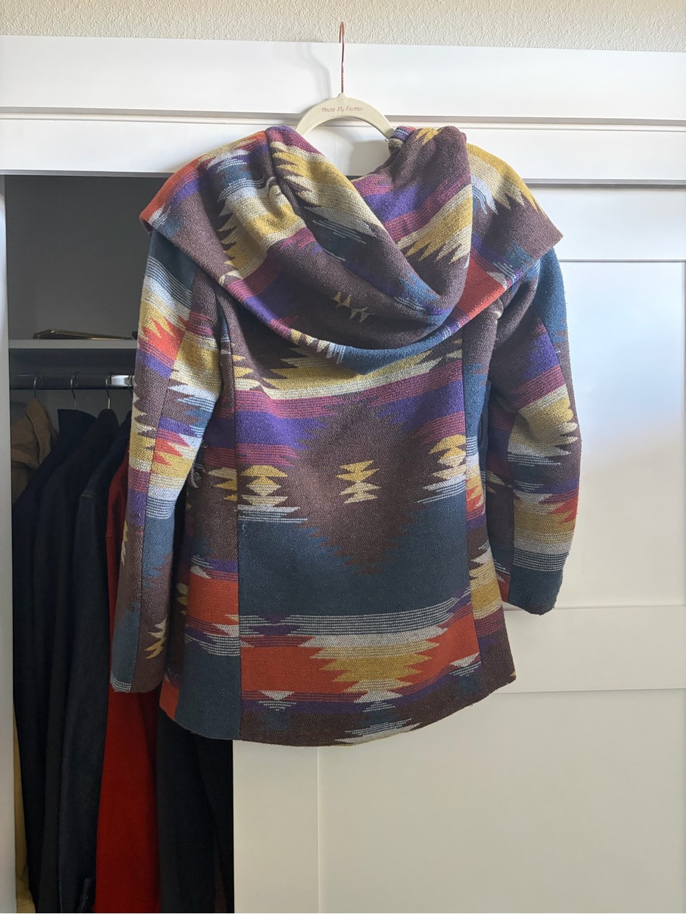 Cozy Multicolor Hooded Aztec Knit Coat